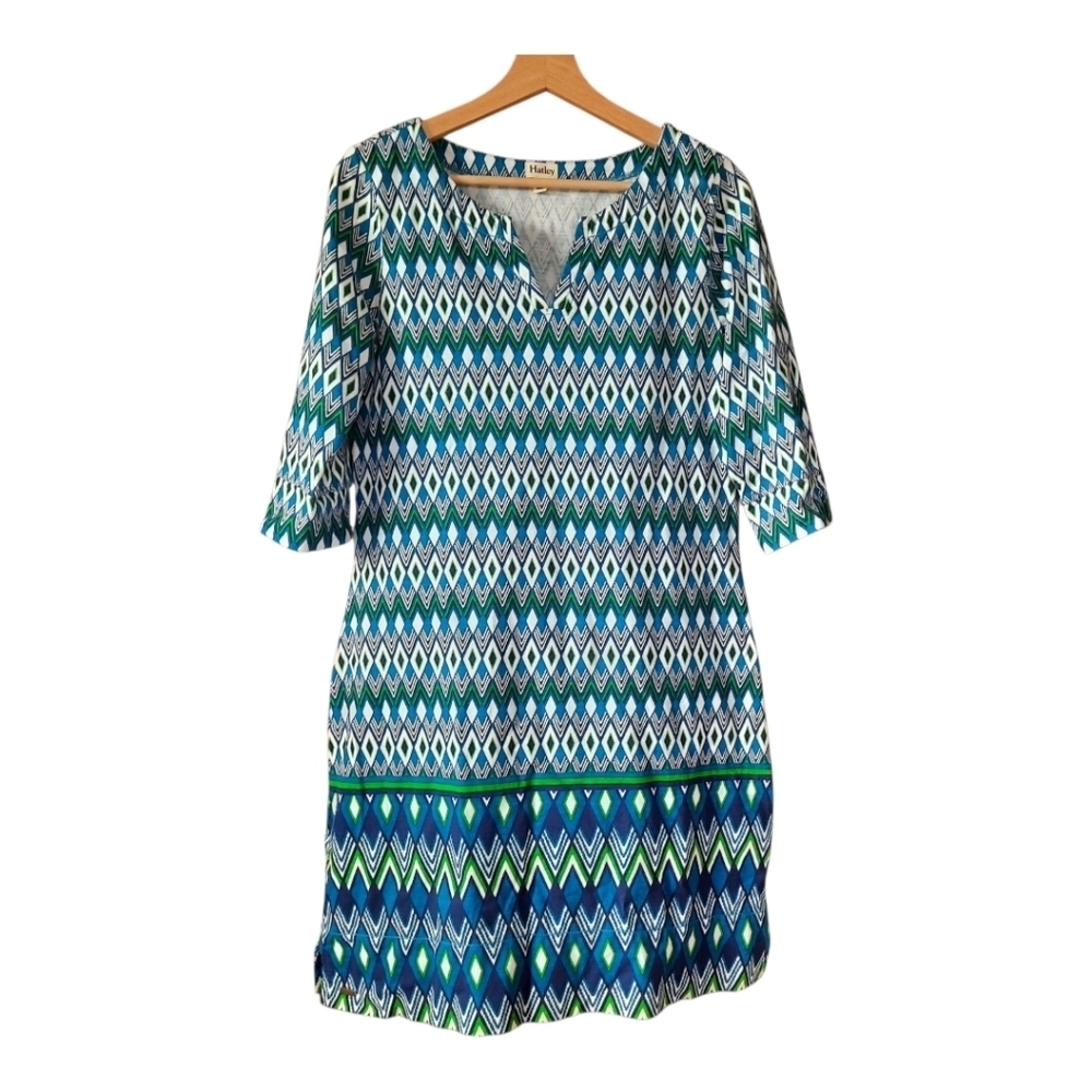 Hatley 100% Cotton Geometric Pattern Elbow Length Sleeve Midi Dress Size M
